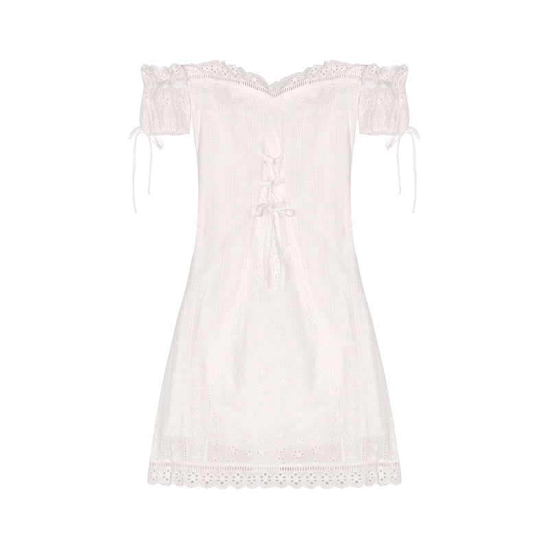 "WHITE LACE EMBROIDERY" DRESS N082905