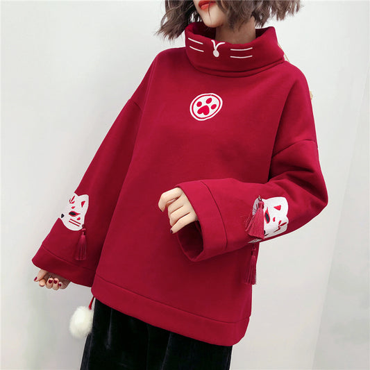 "CAT PAW FOX MASK PRINT" SWEATSHIRT N110608