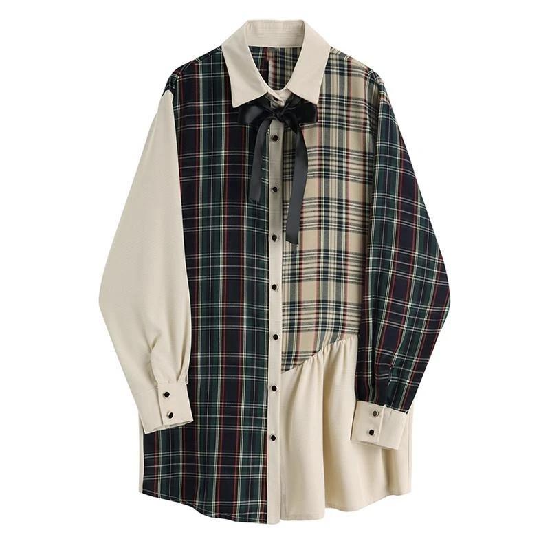 [@im_hae_] "VINTAGE MIXED PLAID SHIRT" DRESS N102006