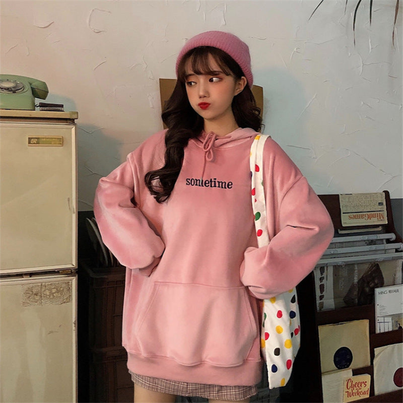 "SOMETIME" BUNNY EARS THICK HOODIE UB2649