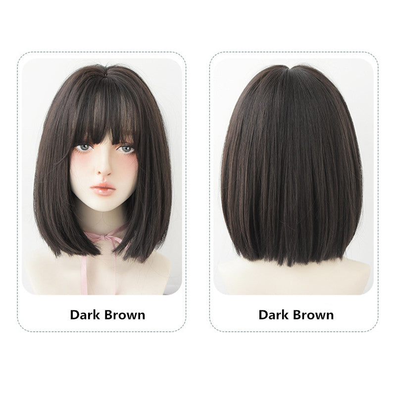 "GREY/BLACK/BROWN AIR BANGS SHORT" WIG  H041902