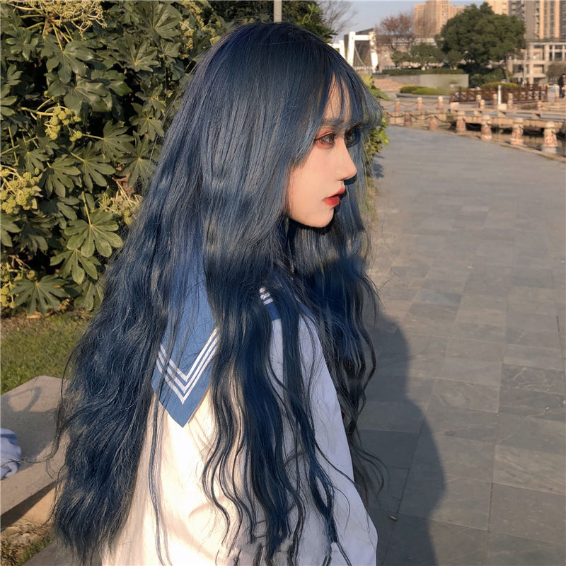 [@sleepinredroses] "LOLITA GRAY BLUE LONG CURLY" WIG N101310