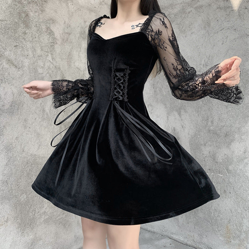 "LOLITA BLACK VELVET LACE" DRESS N042403