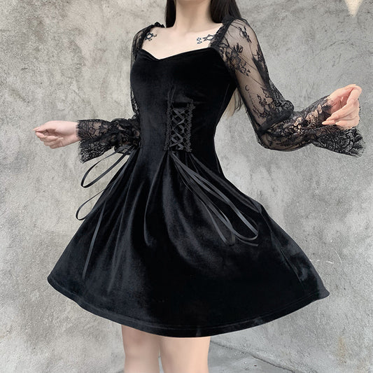 "LOLITA BLACK VELVET LACE" DRESS N042403