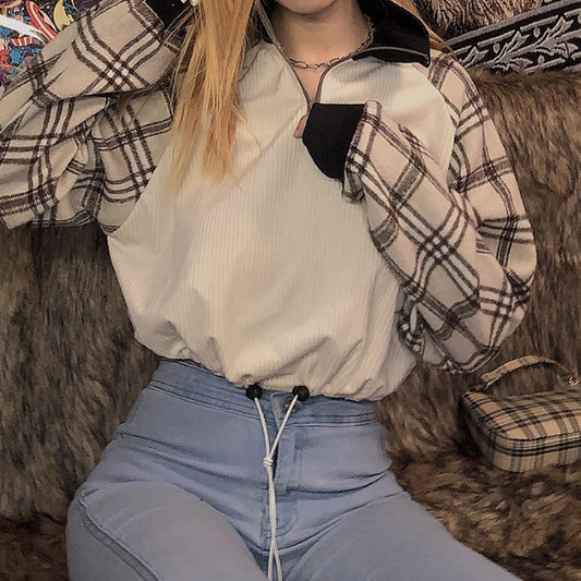 "LAPEL PLAID" CROP TOP N111011