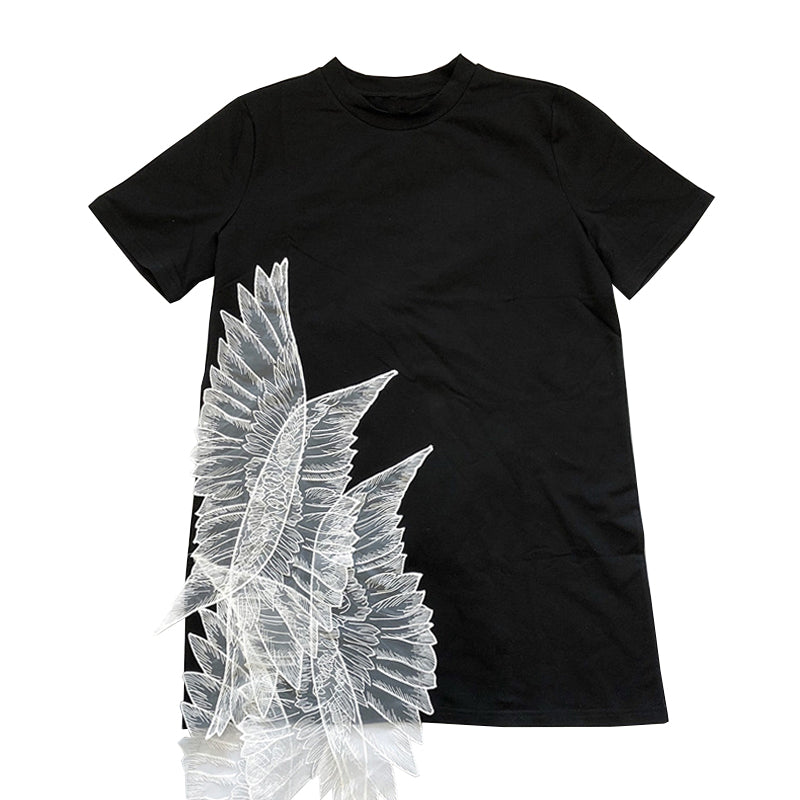 IRREGULAR WING BLACK DRESS UB2637