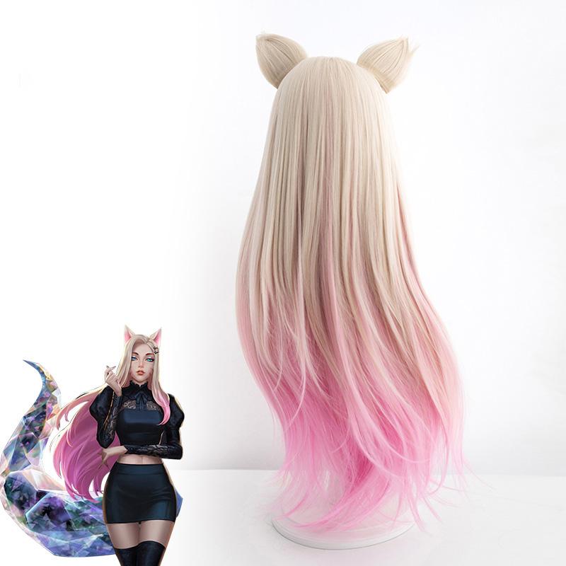 [@mademlush_cosplay ] "COSPLAY KDA AHRI YELLOW PINK GRADIENT" WIG N022401