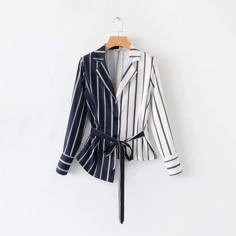 "COLOR STITCHING STRIPED LONG SLEEVE" SHIRT N082809