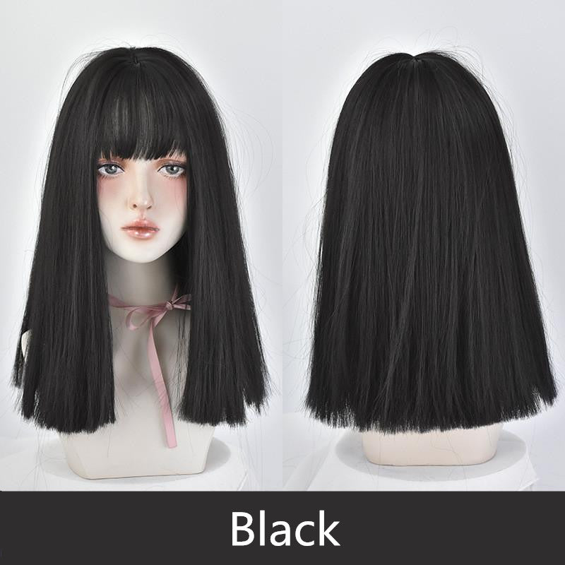 NATURAL BROWN BANGS MID-LENGTH WIG UB2555