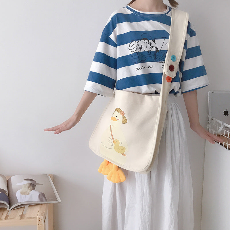 CUTE DUCK PRINT CANVAS BAG UB2612