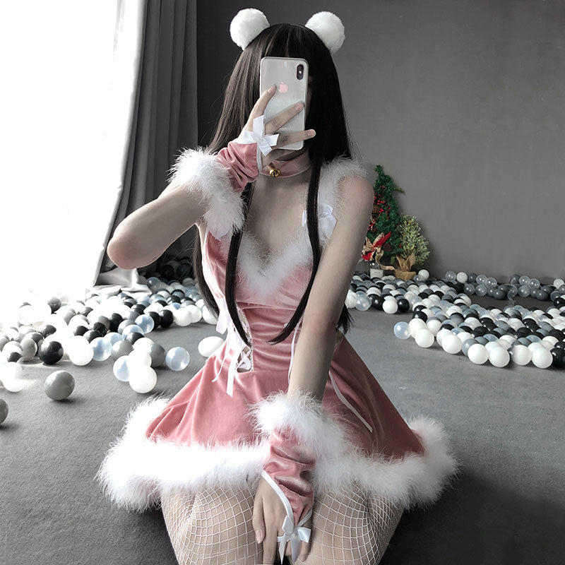 RED/PINK CUTE PLUSH BUNNY GIRL OUTFIT UB2775