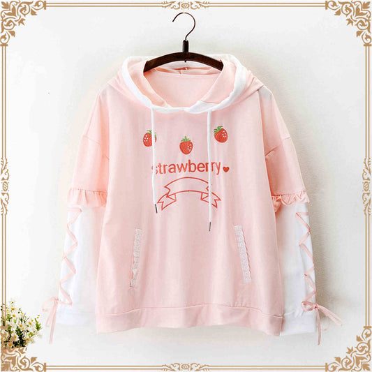 "CUTE STRAWBERRY EMBROIDERY" HOODED N050703