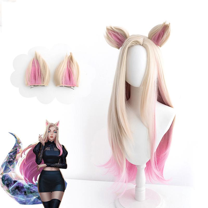 [@mademlush_cosplay ] "COSPLAY KDA AHRI YELLOW PINK GRADIENT" WIG N022401