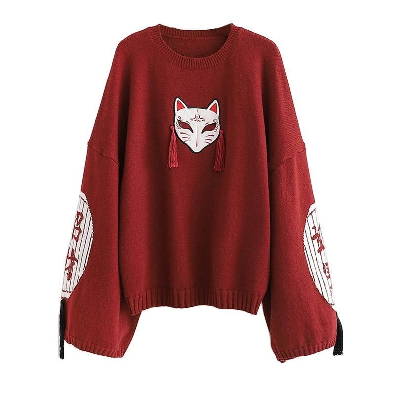"FOX MASK EMBROIDERED" SWEATER N082810