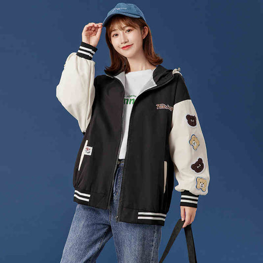CUTE BEAR EMBROIDERED HOODIE JACKET UB2793