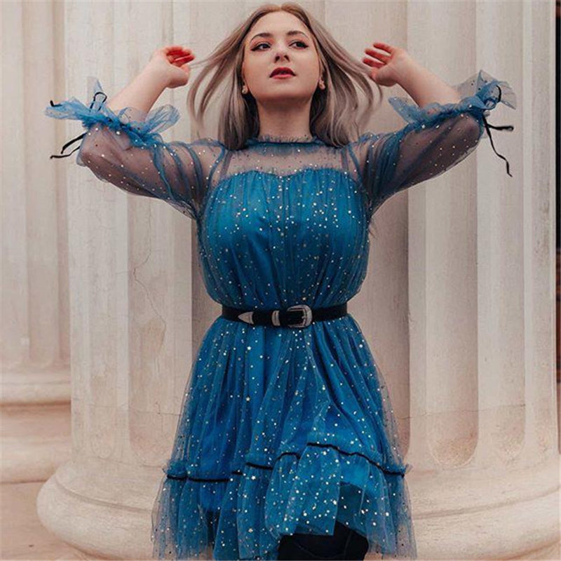 "4 COLORS FAIRY PAILLETTE LACE TULLE" DRESS K082301