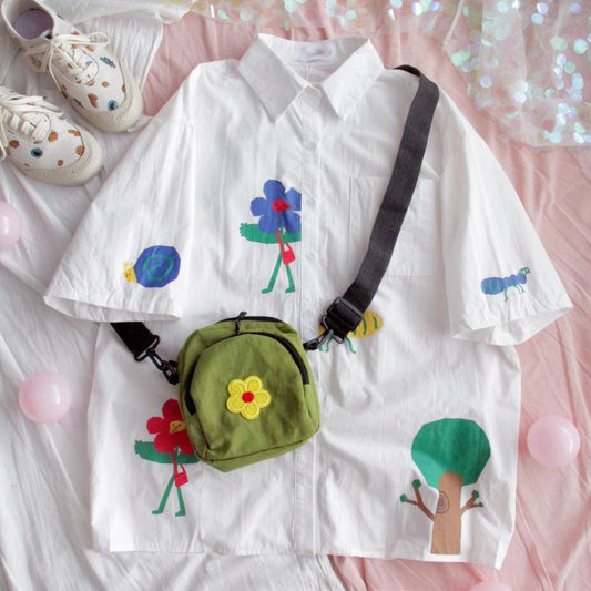 "HARAJUKU FLOWER SHORT-SLEEVED" SHIRT N052603