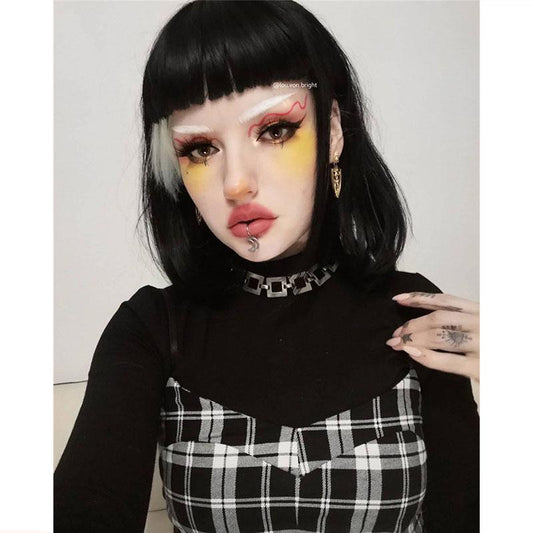 [@lou.von.bright] "BLACK PLAID" VEST + T-SHIRT N111101