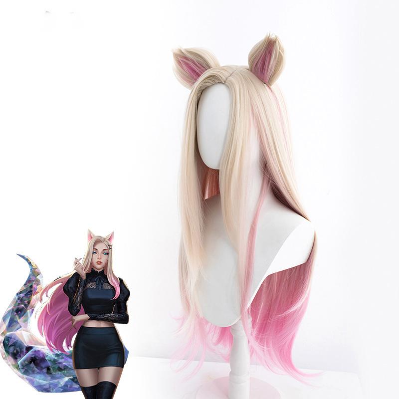 [@mademlush_cosplay ] "COSPLAY KDA AHRI YELLOW PINK GRADIENT" WIG N022401