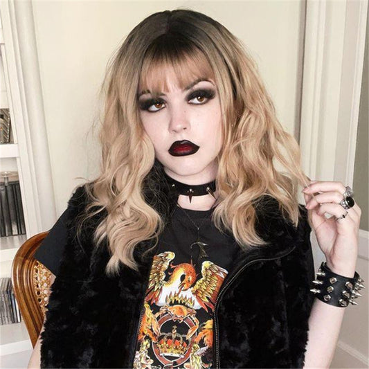 [@vampiregiulia] "BLACK GOLD GRADIENT LONG CURLY" WIG N022108