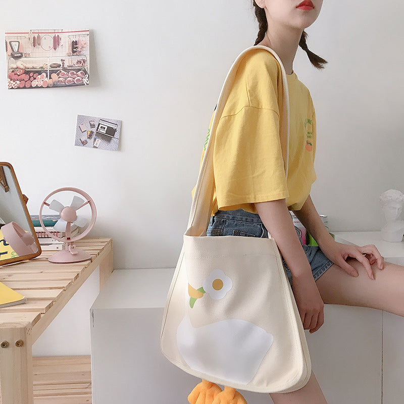 CUTE DUCK PRINT CANVAS BAG UB2612