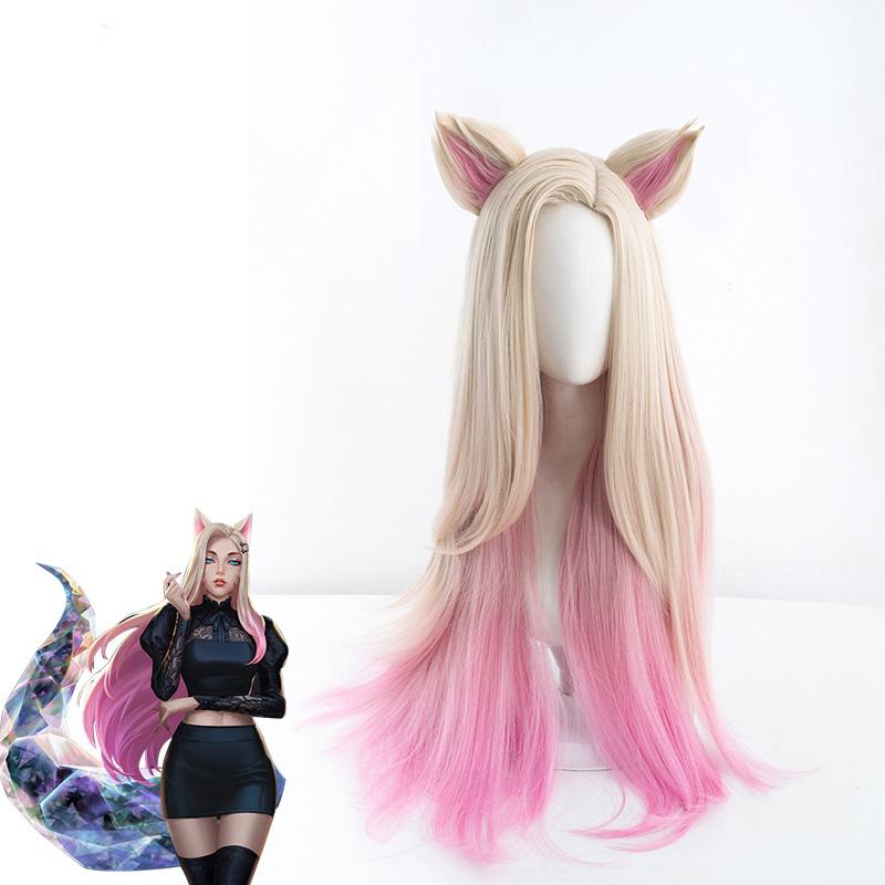 [@mademlush_cosplay ] "COSPLAY KDA AHRI YELLOW PINK GRADIENT" WIG N022401