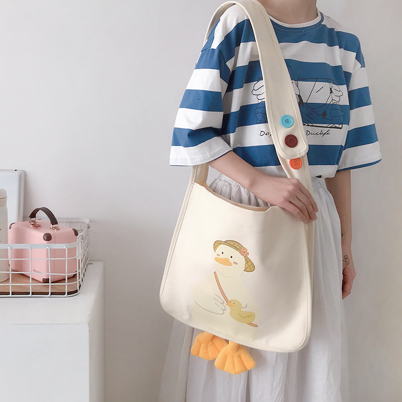 CUTE DUCK PRINT CANVAS BAG UB2612