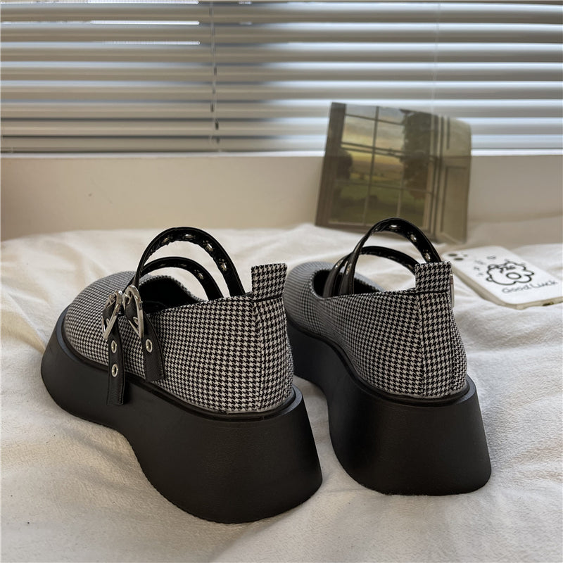 LOLITA LOVE BUCKLE HOUNDSTOOTH SHOES UB2760