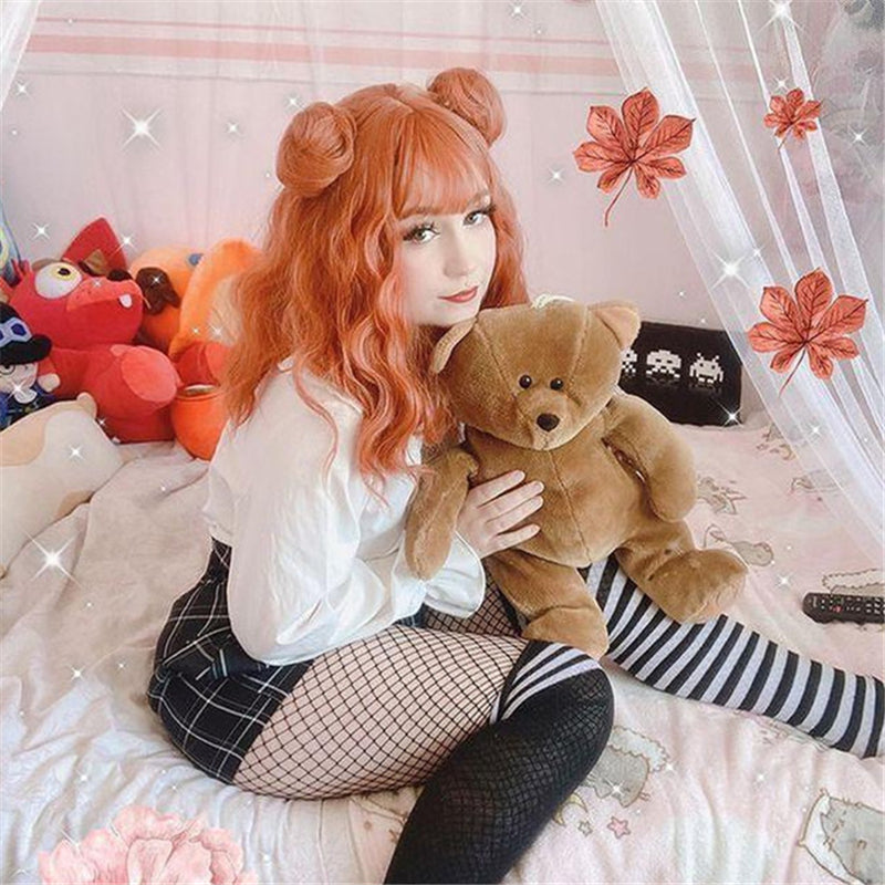 "ORANGE LONG / SHORT CURLY" WIG D041623