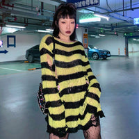 "GOTHIC STRIPED RIPPED" SWEATER UB2469