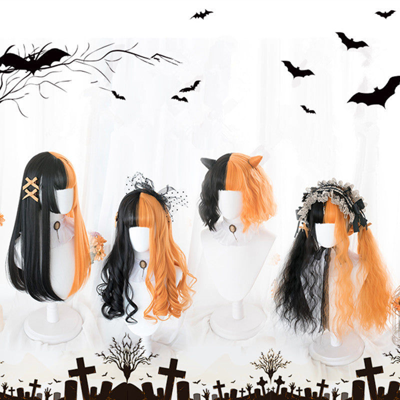 "HALF BLACK HALF ORANGE" WIG D041523