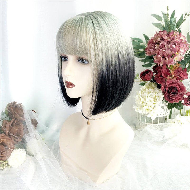 Gradient Light And Dark Short Straight Wig UZ9136