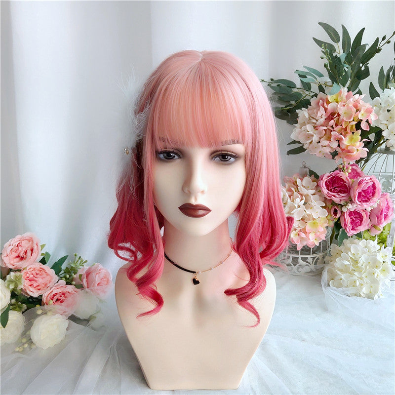 Pisces | Gradient Rose Red Curly Wig UZ9131