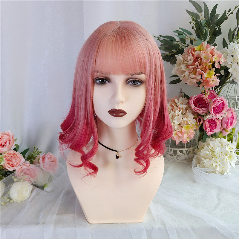 Pisces | Gradient Rose Red Curly Wig UZ9131