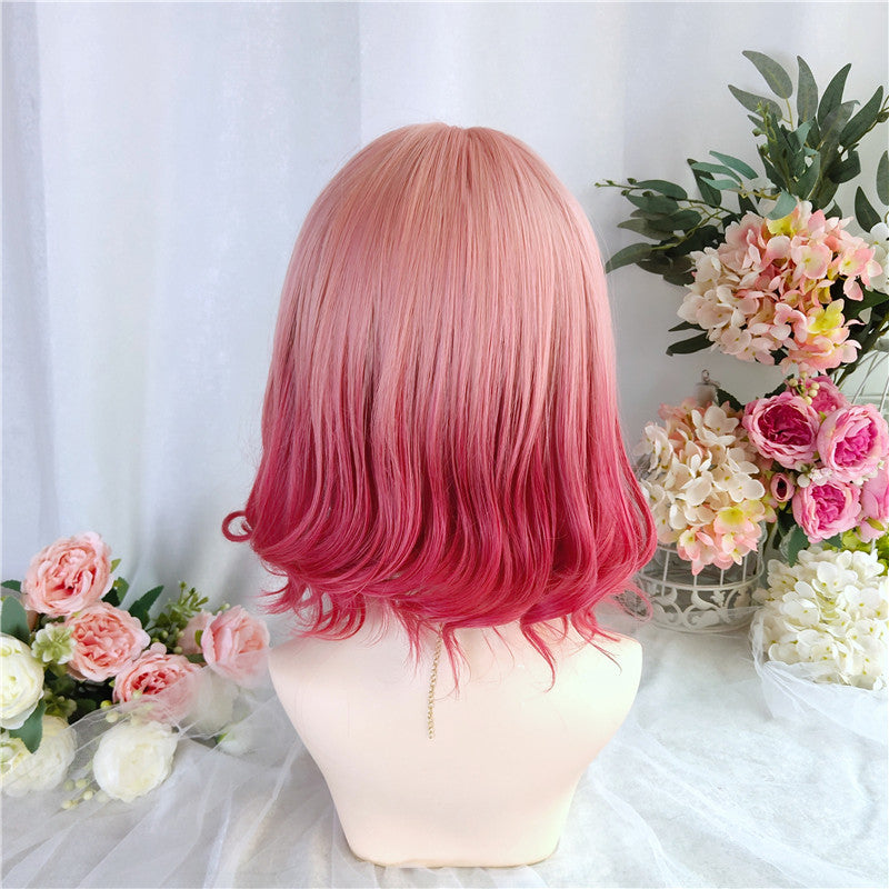 Pisces | Gradient Rose Red Curly Wig UZ9131