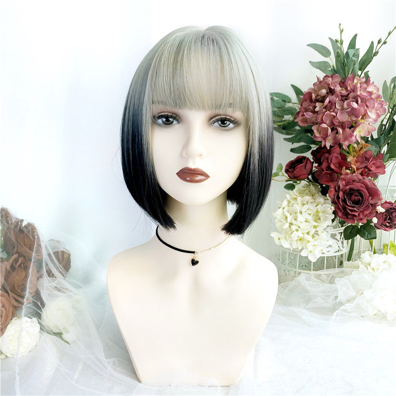 Gradient Light And Dark Short Straight Wig UZ9136