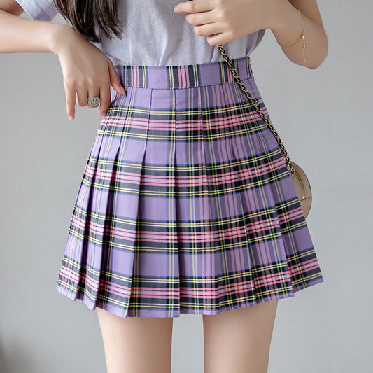 "JFASHION PLAID HIGH WAIST PLEATED" SKIRT D052911