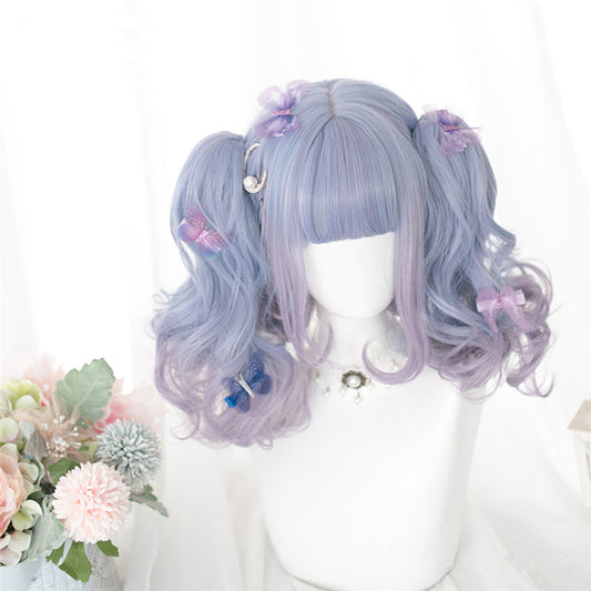 "BLUE PINK GRADIENT DOUBLE PONYTAIL" WIG D052817