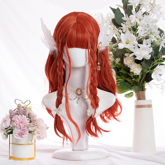 "ORANGE RED BANGS LONG CURLY" WIG D051606