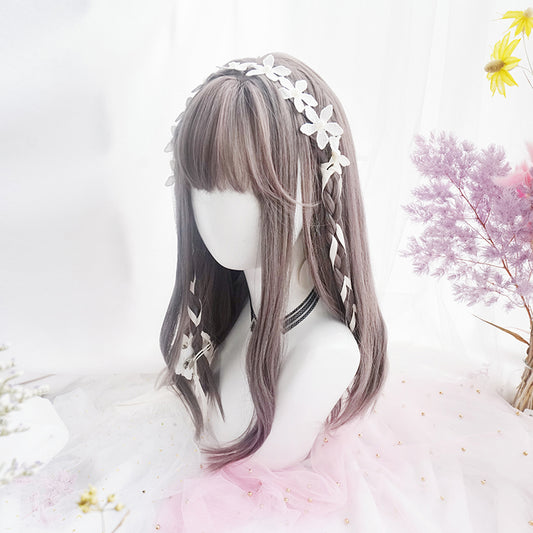 "ROSE GRAY BANGS LONG STRAIGHT" WIG D051602