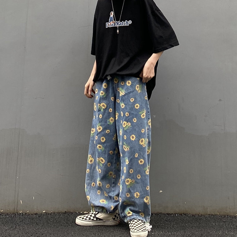 [@klaudiabieszcz ] "SMALL DAISY PRINT LOOSE" JEANS D051901