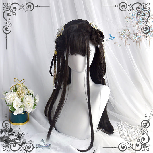 "BLACK BANGS LONG STRAIGHT" WIG D061701