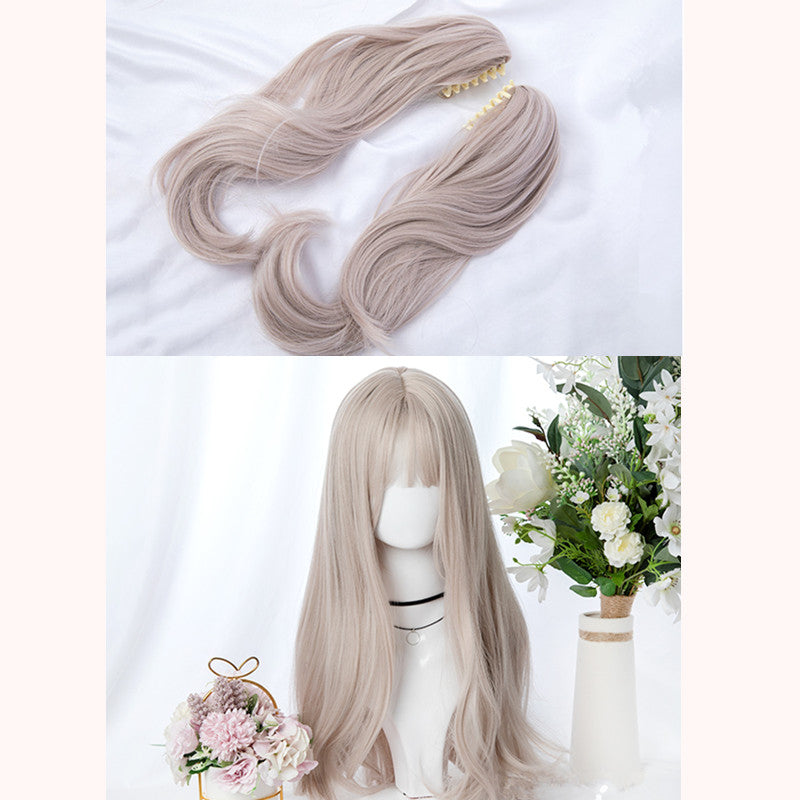 "APRICOT DOUBLE PONYTAIL SLIGHTLY CURLY LONG" WIG D051604