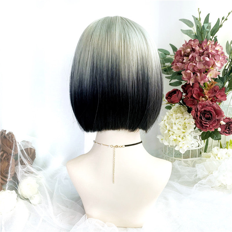 Gradient Light And Dark Short Straight Wig UZ9136