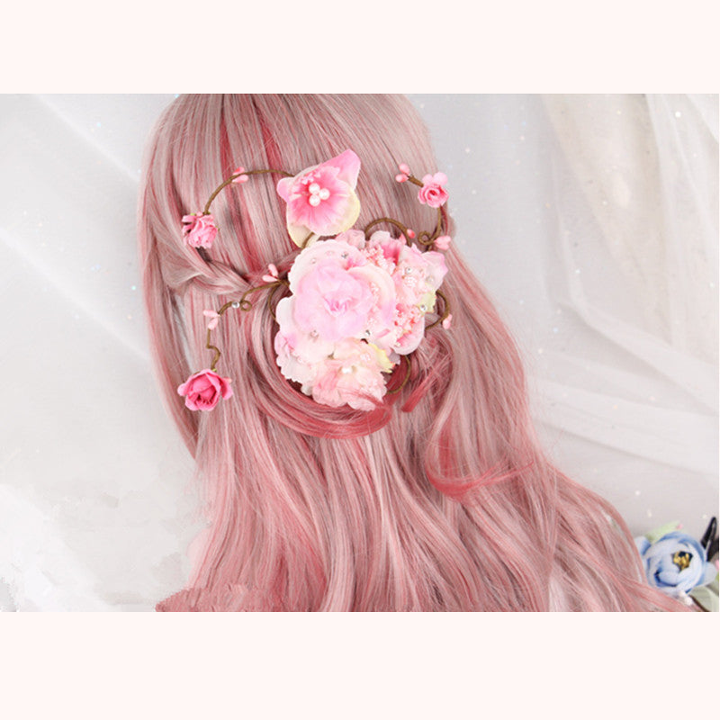 "PINK GRADIENT LOLITA LONG CURLY" WIG D071410
