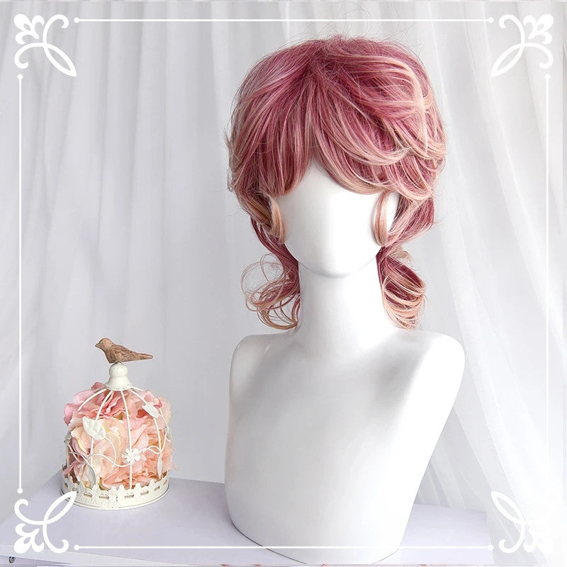 [@mallythemermaid] "PURPLE PINK GRADIENT MICRO CURL LONG/SHORT" WIG D042010