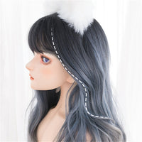 "BLUE GRAY GRADIENT LONG CURLY" WIG D072103