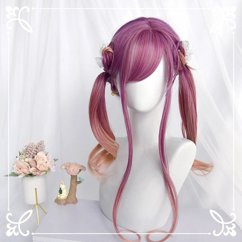 [@mallythemermaid] "PURPLE PINK GRADIENT MICRO CURL LONG/SHORT" WIG D042010