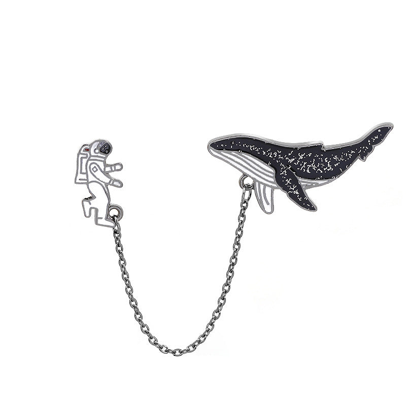 "ASTRONAUT SPACE WHALE" BROOCH D073005