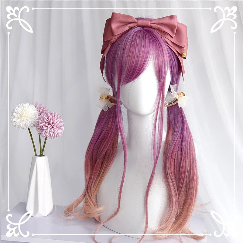 [@mallythemermaid] "PURPLE PINK GRADIENT MICRO CURL LONG/SHORT" WIG D042010